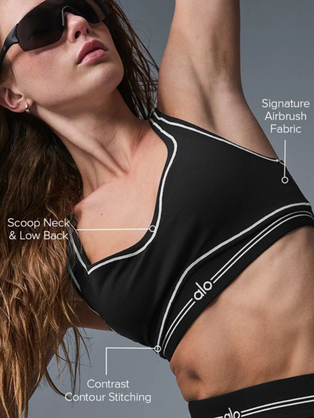 New With Tags🖤ALO Yoga Airbrush Heart Throb Sports Bra Black/White🎀 - Picture 8 of 10